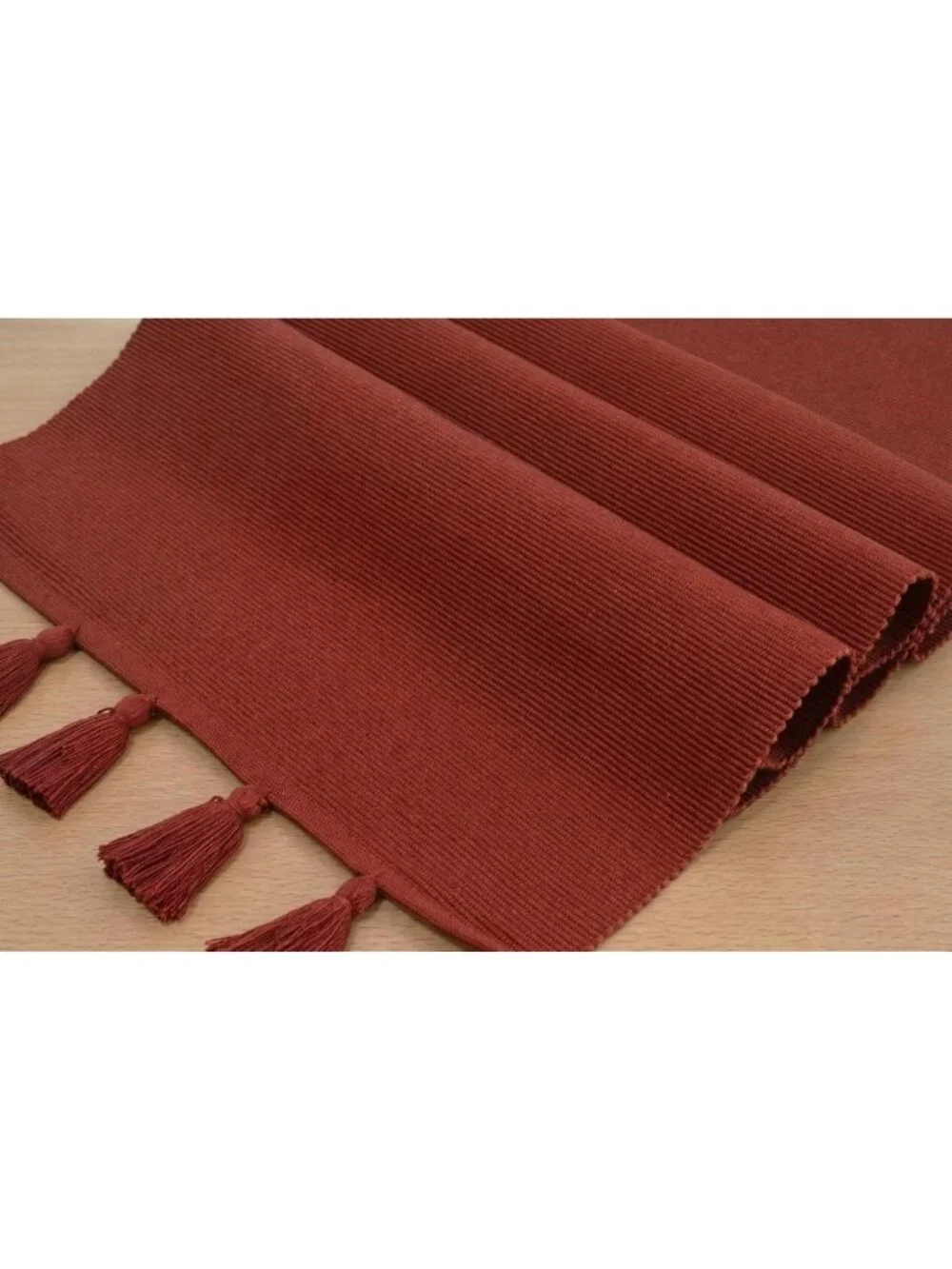 Rust Solid Ribbed Table Runner 13x72 in | Elegant Home Decor Accent